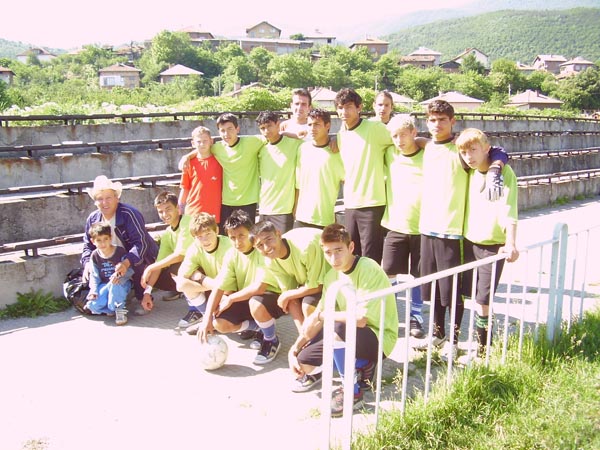Soccer team with coach